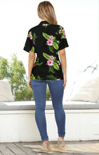 Load image into Gallery viewer, Black Beauty flower and leaves Printed Casual Shirts for Women