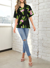Load image into Gallery viewer, Black Beauty flower and leaves Printed Casual Shirts for Women