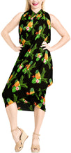 Load image into Gallery viewer, Black Non-Sheer Beach Wrap For Women with Allover Pineapple, Leaves and Floral Print