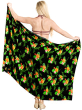 Load image into Gallery viewer, Black Non-Sheer Beach Wrap For Women with Allover Pineapple, Leaves and Floral Print