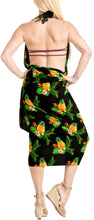Load image into Gallery viewer, Black Non-Sheer Beach Wrap For Women with Allover Pineapple, Leaves and Floral Print
