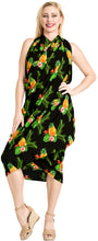 Load image into Gallery viewer, Black Non-Sheer Beach Wrap For Women with Allover Pineapple, Leaves and Floral Print