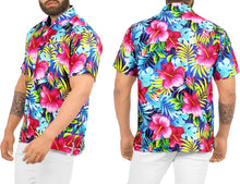 Load image into Gallery viewer, Multicolor Hisbiscus Printed Short Sleave Hawaiian Beach Shirts For Men