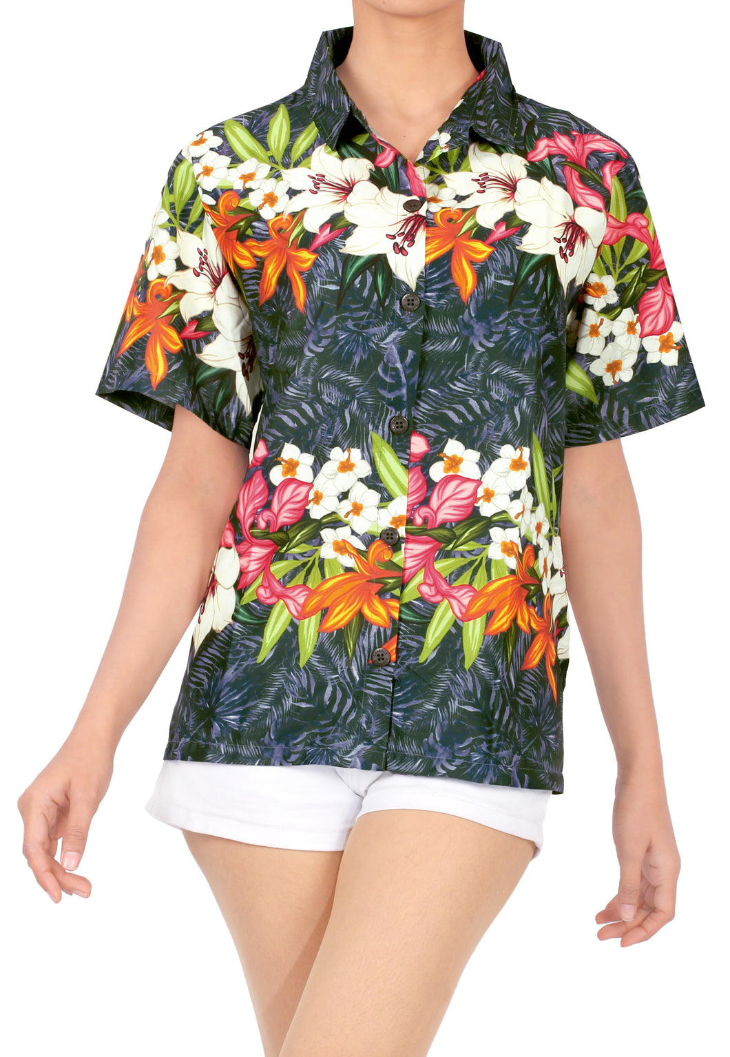 Multicolor Hawaiian Floral Print Shirt For Women