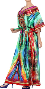 Effortless Elegance Long Multi Color Abstract Printed Caftan For Women