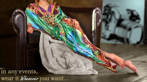 Effortless Elegance Long Multi Color Abstract Printed Caftan For Women