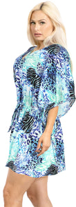 La Leela Women's Likre Animal Printed Beach Cover Up- One Size Fits The Most (3X-4X)