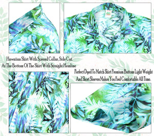 Tropical Bliss Olive Green Stunning Leaves printed Beach Shirts for Men