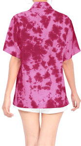 La Leela Women's Cotton Pink Tie Dye Relaxed Everyday Casual Shirt