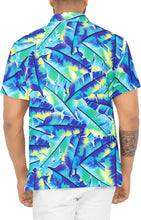 Load image into Gallery viewer, Blue Allover Banana Leaves Printed Casual Hawaiian Shirts for Men