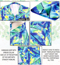 Load image into Gallery viewer, Blue Allover Banana Leaves Printed Casual Hawaiian Shirts for Men