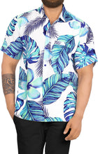 Load image into Gallery viewer, Men&#39;s Hibiscus and leaves Printed Beach Shirts in Stunning Blue Hues