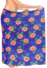 Load image into Gallery viewer, Royal Blue Non-Sheer Floral with Palm Tree Print Beach Wrap For Women