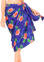 Load image into Gallery viewer, Royal Blue Non-Sheer Floral with Palm Tree Print Beach Wrap For Women