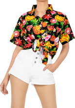 Load image into Gallery viewer, Black Allover Fruits and Flower Printed Casual Shirt For Women