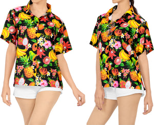 Black Allover Fruits and Flower Printed Casual Shirt For Women