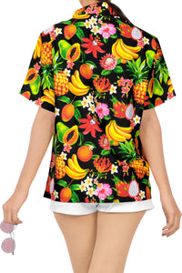 Black Allover Fruits and Flower Printed Casual Shirt For Women