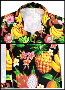 Black Allover Fruits and Flower Printed Casual Shirt For Women