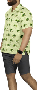 Cream Allover Palm Tree Printed Stylish Casual Beach Shirts For Men