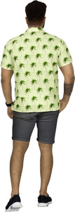 Cream Allover Palm Tree Printed Stylish Casual Beach Shirts For Men