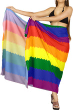 Load image into Gallery viewer, Multicolor Non-Sheer Rainbow Print Beach Wrap For Women