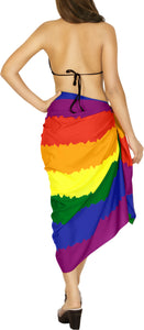 Multicolor Non-Sheer Rainbow Print Beach Wrap For Women