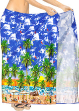 Load image into Gallery viewer, Royal Blue Non-Sheer Beach Wrap For Women with Beach View Print