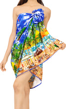 Cargar imagen en el visor de la galería, Royal Blue Non-Sheer Beach Wrap For Women with Beach View Print