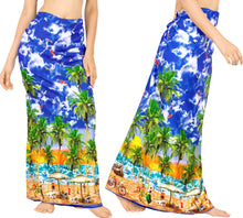 Cargar imagen en el visor de la galería, Royal Blue Non-Sheer Beach Wrap For Women with Beach View Print