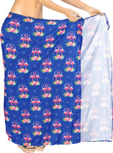 Load image into Gallery viewer, Royal Blue Non-Sheer Beach Wrap For Women with Allover Flamingo and Floral Print