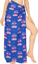 Load image into Gallery viewer, Royal Blue Non-Sheer Beach Wrap For Women with Allover Flamingo and Floral Print
