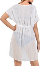 Cargar imagen en el visor de la galería, Elegant White Sheer Solid V-Neck Beach Cover Up For Women
