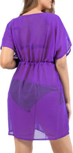 Load image into Gallery viewer, Elegant Solid Violet Sheer V-Neck Beach Cover up For Women