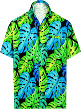 Load image into Gallery viewer, Allover Green and Blue Monstera Leaves Printed Hawaiian Shirts for Men