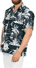 Load image into Gallery viewer, Black Tropical Beach and Island View Printed Hawaiian Beach Shirts For Men