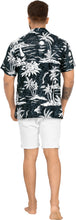Load image into Gallery viewer, Black Tropical Beach and Island View Printed Hawaiian Beach Shirts For Men