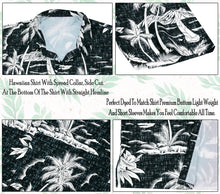 Cargar imagen en el visor de la galería, Black Tropical Beach and Island View Printed Hawaiian Beach Shirts For Men
