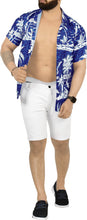 Cargar imagen en el visor de la galería, Royal Blue Tropical flower and Island View Printed Hawaiian Beach Shirts For Men