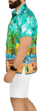 Cargar imagen en el visor de la galería, Sea Green Tropical Beach View Printed Short Sleave Hawaiian Beach Shirts For Men