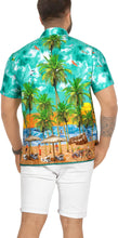 Cargar imagen en el visor de la galería, Sea Green Tropical Beach View Printed Short Sleave Hawaiian Beach Shirts For Men