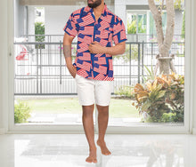 Load image into Gallery viewer, Patriotic American Flag Printed Hawaiian Beach Shirts For Men P00009