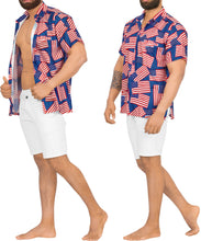Load image into Gallery viewer, Patriotic American Flag Printed Hawaiian Beach Shirts For Men P00009