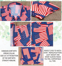Load image into Gallery viewer, Patriotic American Flag Printed Hawaiian Beach Shirts For Men P00009