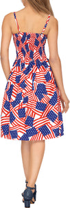 Patriotic USA Flag Printed Short Tube Dress For Women
