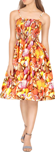 Allover Sea Shells Printed Short Dress For Women