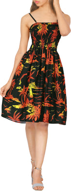 Tropical Palm Tree And Island Printed Short Dress For Women