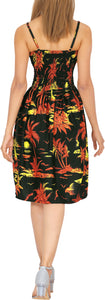 Tropical Palm Tree And Island Printed Short Dress For Women