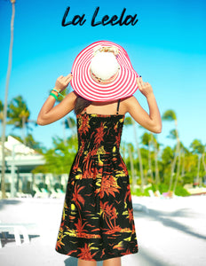 Tropical Palm Tree And Island Printed Short Dress For Women
