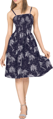 Allover Tropical Palm Tree Printed Short Dress For Women