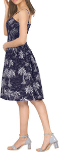 Allover Tropical Palm Tree Printed Short Dress For Women